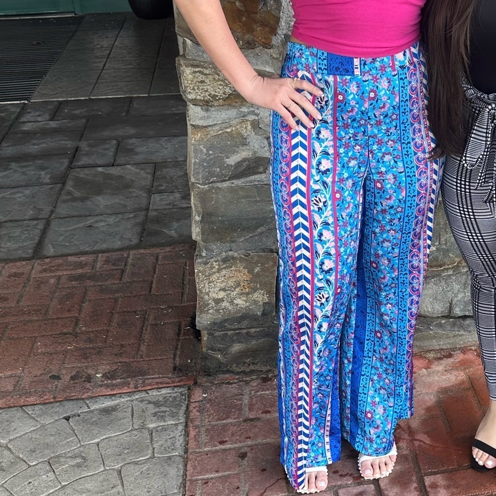 Colorful Patterned Wide-Leg Pants